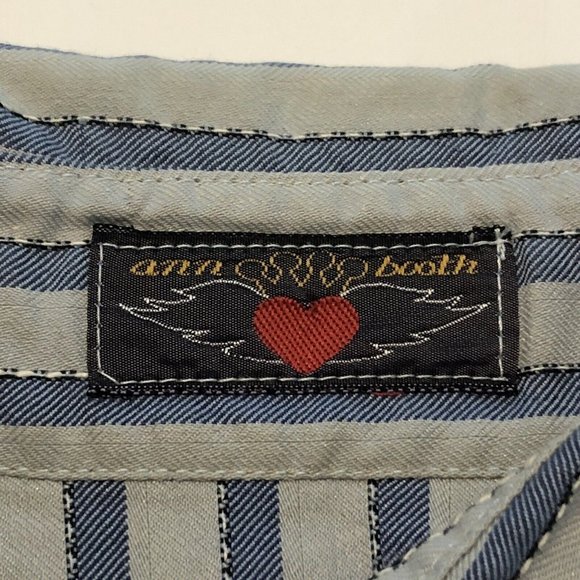 ANN BOOTH Custom Made Men’s Blue Striped Long Sleeved Button Up Shirt Small - Picture 5 of 11